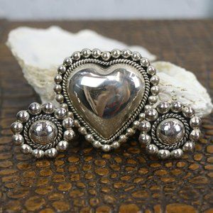 Sterling Silver Beaded Clip-On Earrings & Pin Set